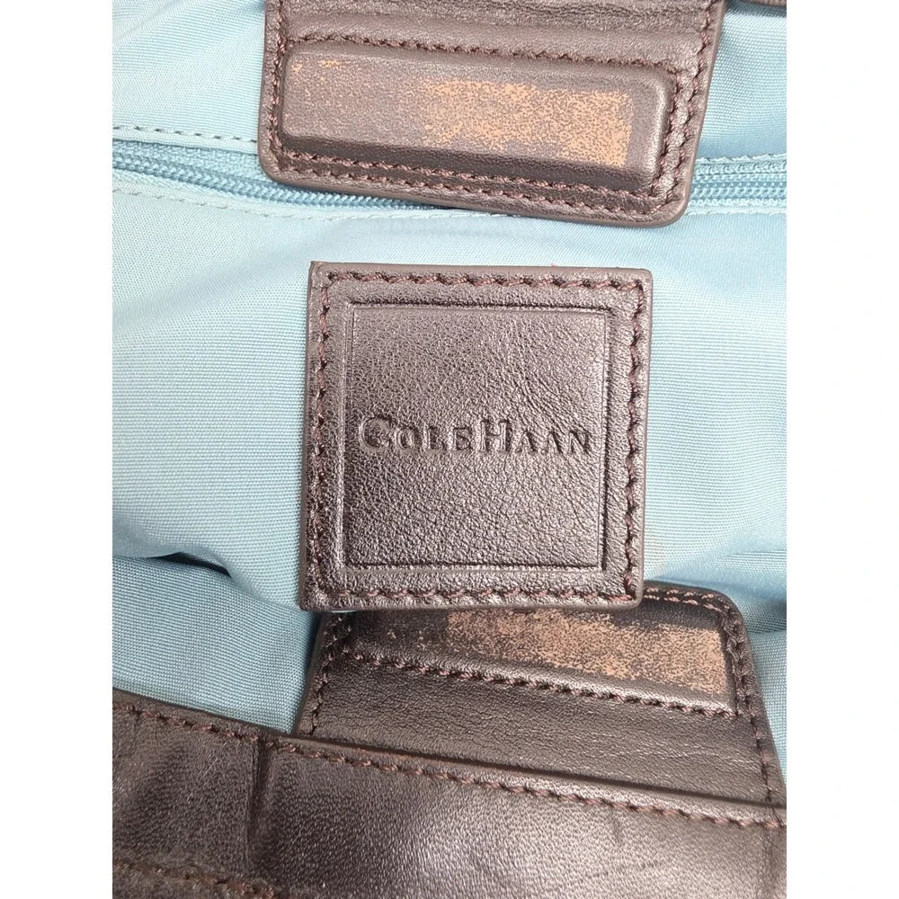 Cole Haan Brown Suede Leather Trim Gathered Clutch Bag Handbag